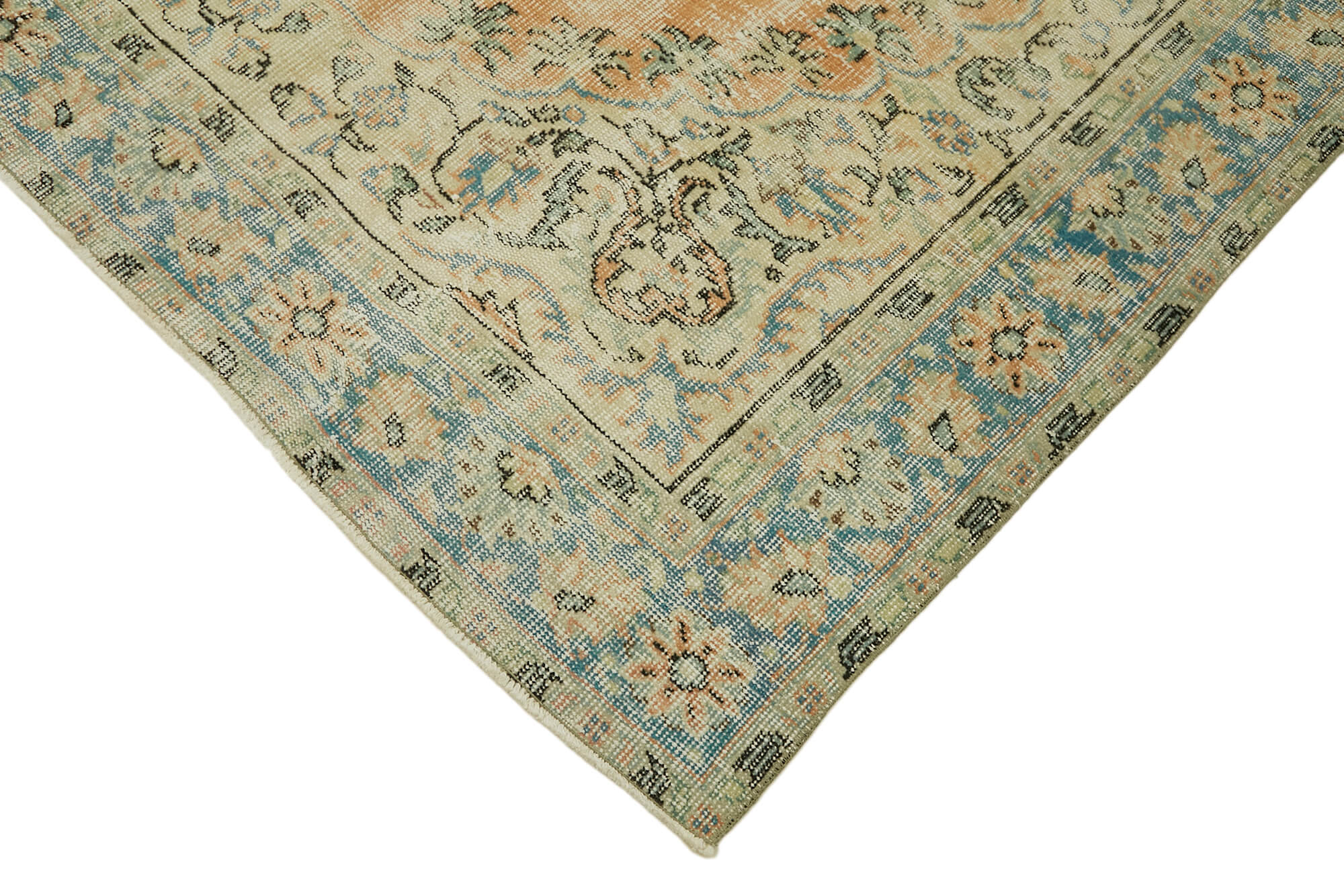 6x9 Beige Turkish Vintage Area Rug - 44645