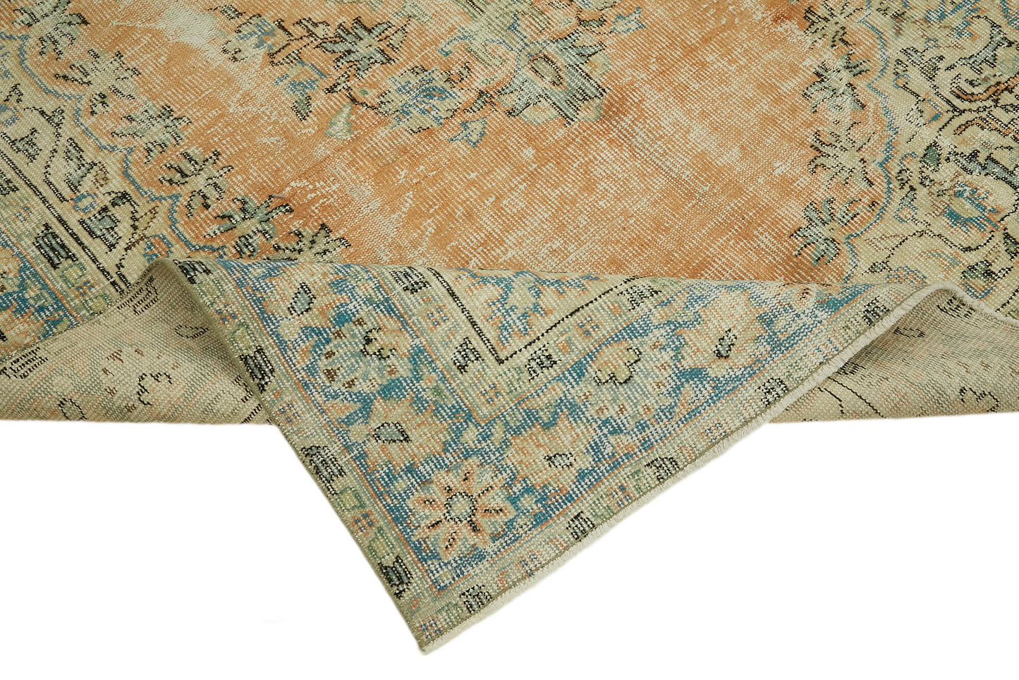 6x9 Beige Turkish Vintage Area Rug - 44645