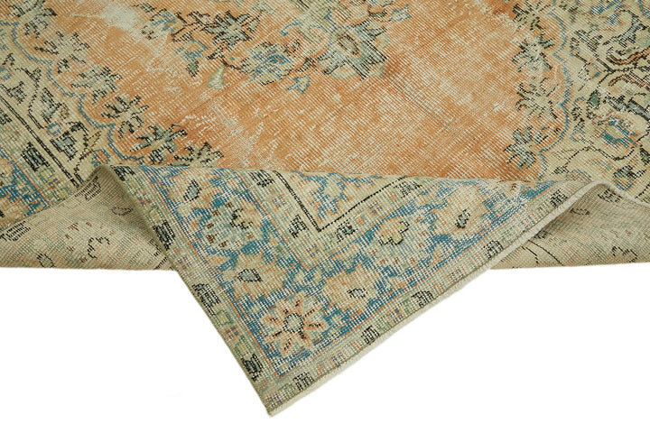 6x9 Beige Turkish Vintage Area Rug - 44645