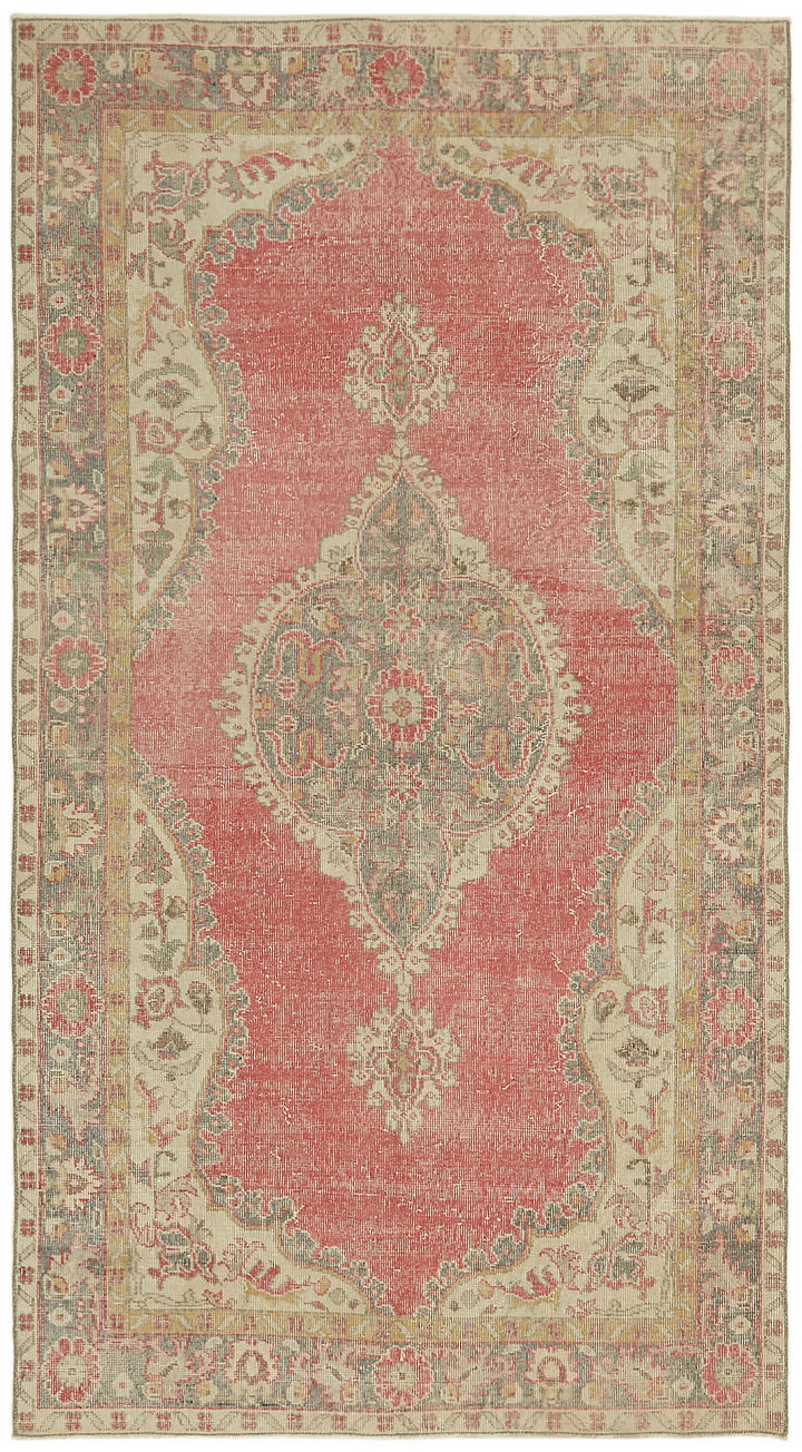 5x9 Beige Turkish Vintage Area Rug - 44646