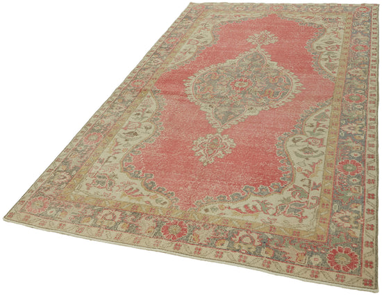 5x9 Beige Turkish Vintage Area Rug - 44646