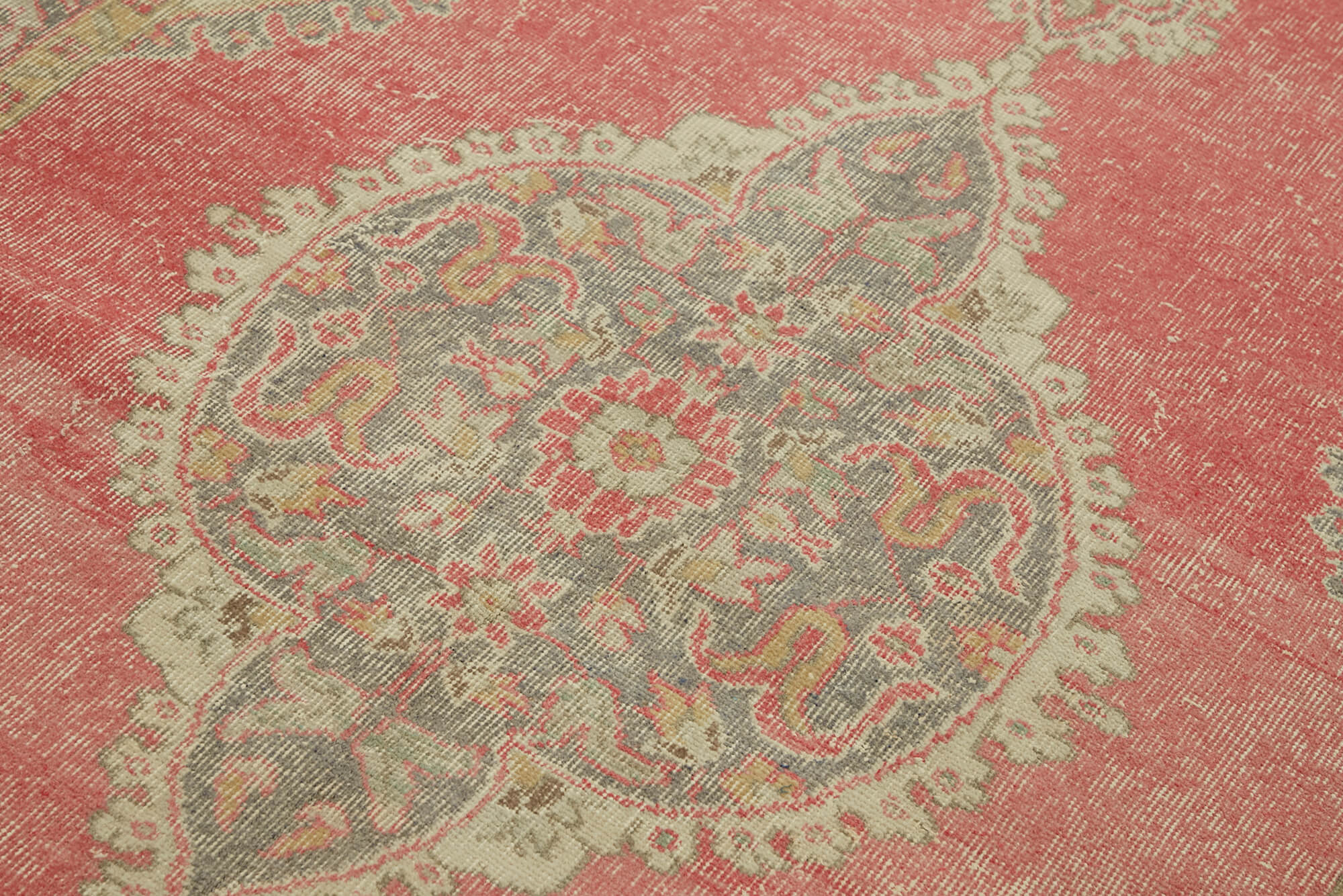 5x9 Beige Turkish Vintage Area Rug - 44646