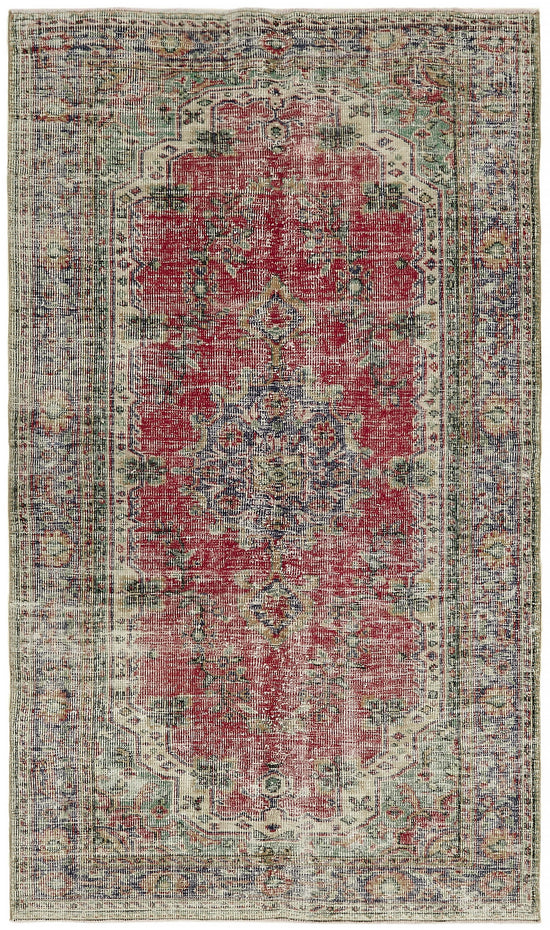 5x9 Beige Turkish Vintage Area Rug - 44647