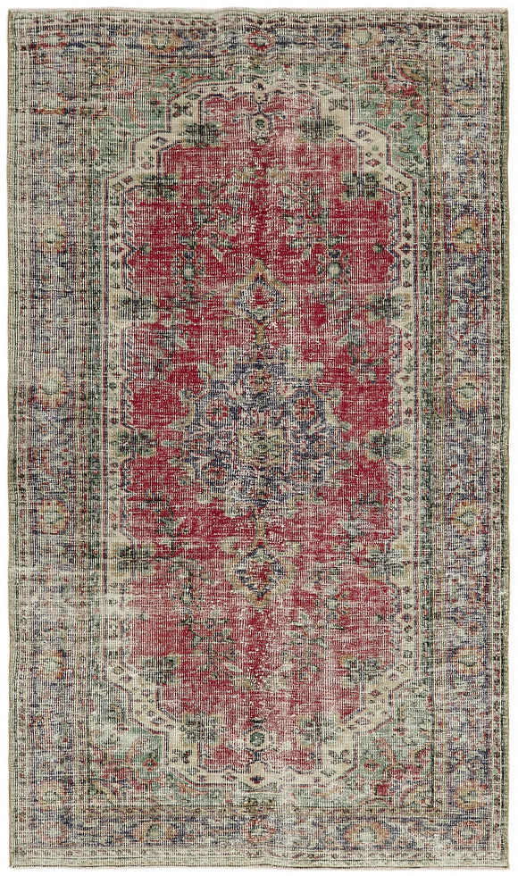 5x9 Beige Turkish Vintage Area Rug - 44647