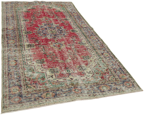 5x9 Beige Turkish Vintage Area Rug - 44647