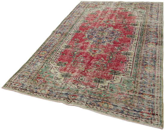 5x9 Beige Turkish Vintage Area Rug - 44647