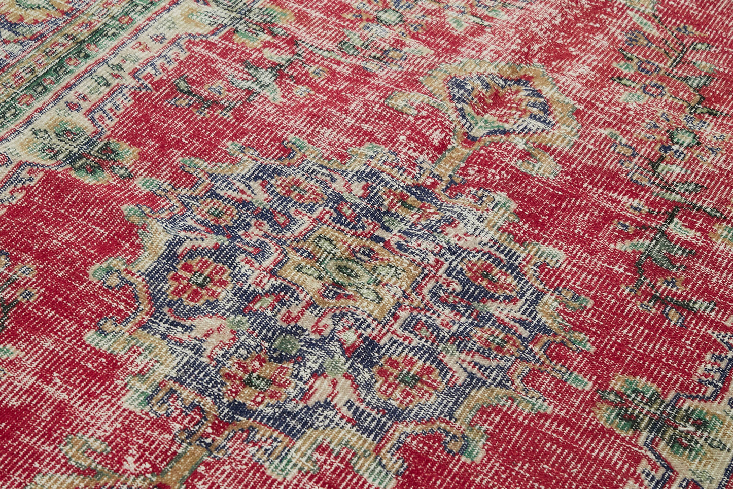 5x9 Beige Turkish Vintage Area Rug - 44647