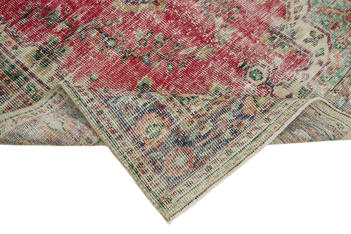 5x9 Beige Turkish Vintage Area Rug - 44647