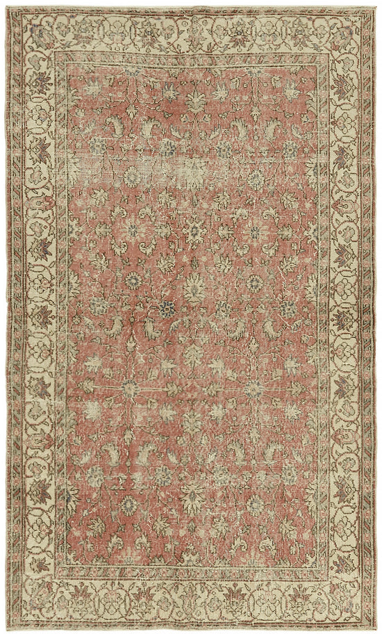 5x8 Beige Turkish Vintage Area Rug - 44648