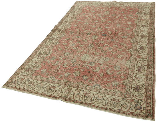 5x8 Beige Turkish Vintage Area Rug - 44648