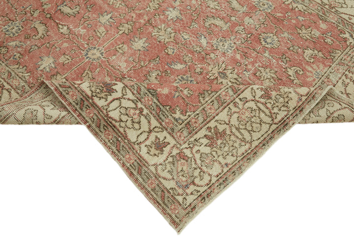 5x8 Beige Turkish Vintage Area Rug - 44648