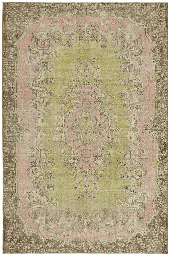 6x9 Beige Turkish Vintage Area Rug - 44649
