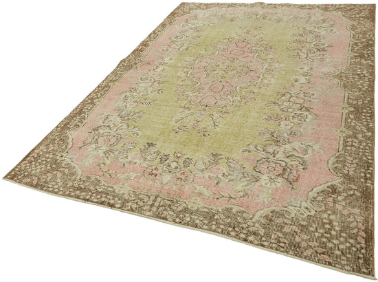 6x9 Beige Turkish Vintage Area Rug - 44649