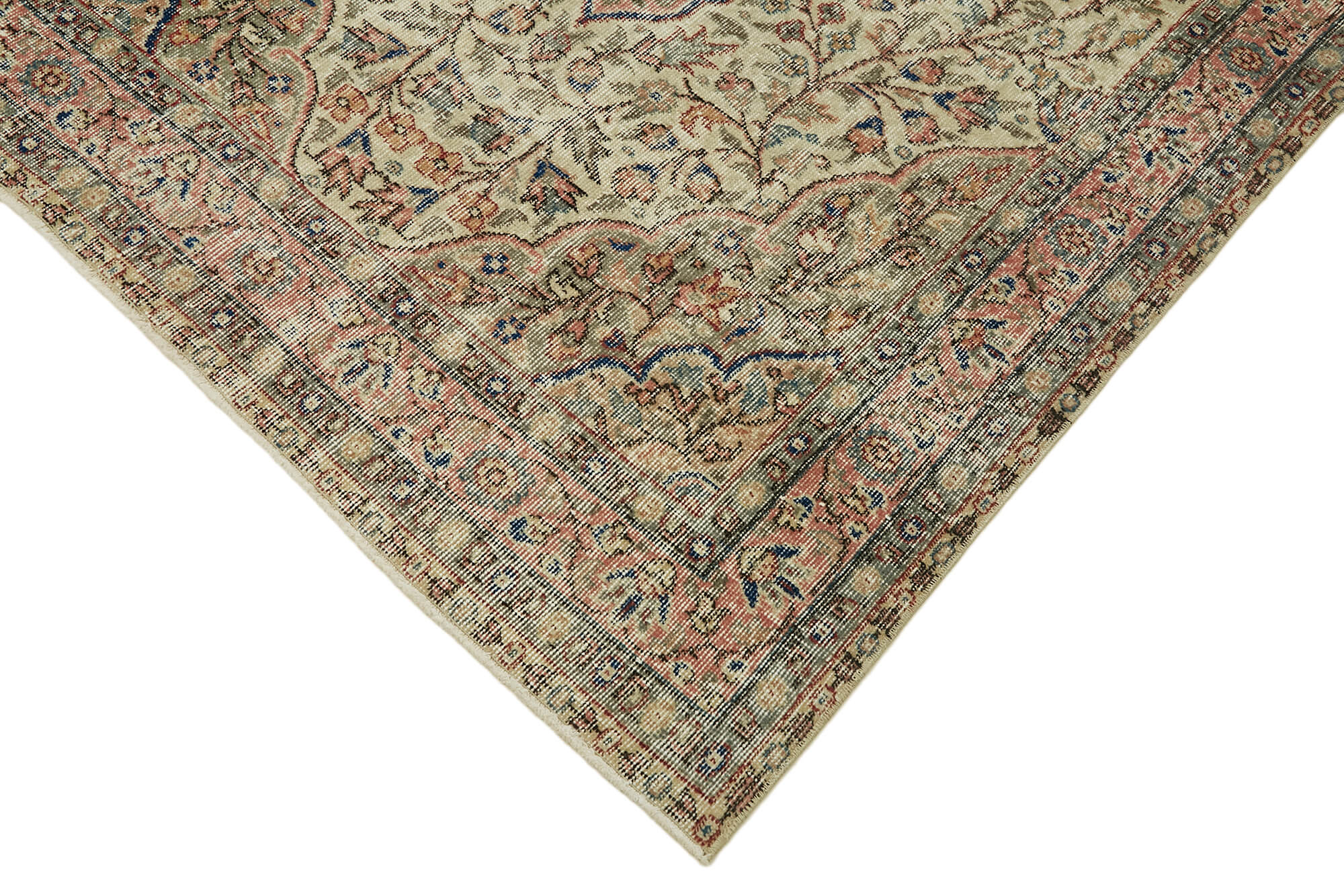 5x8 Beige Turkish Vintage Area Rug - 44652