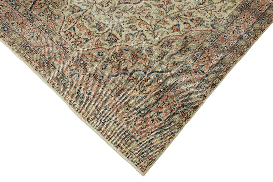 5x8 Beige Turkish Vintage Area Rug - 44652