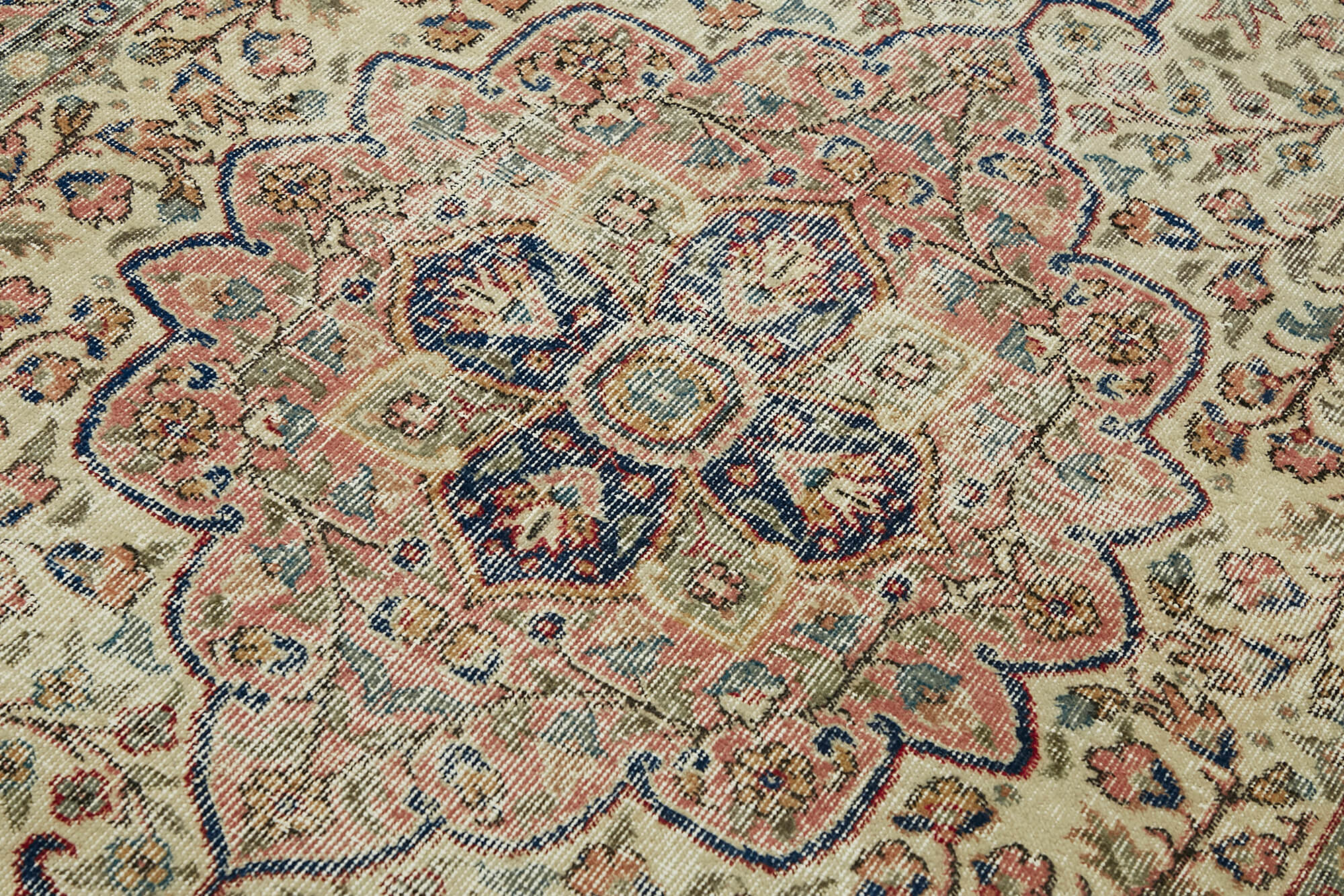 5x8 Beige Turkish Vintage Area Rug - 44652