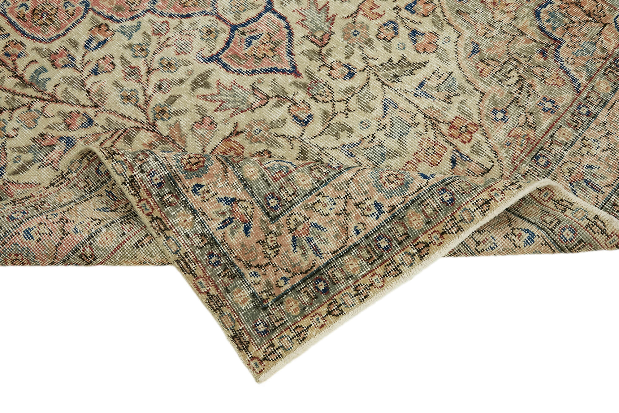 5x8 Beige Turkish Vintage Area Rug - 44652