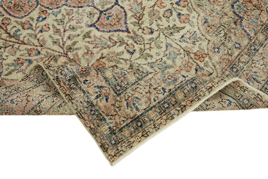 5x8 Beige Turkish Vintage Area Rug - 44652