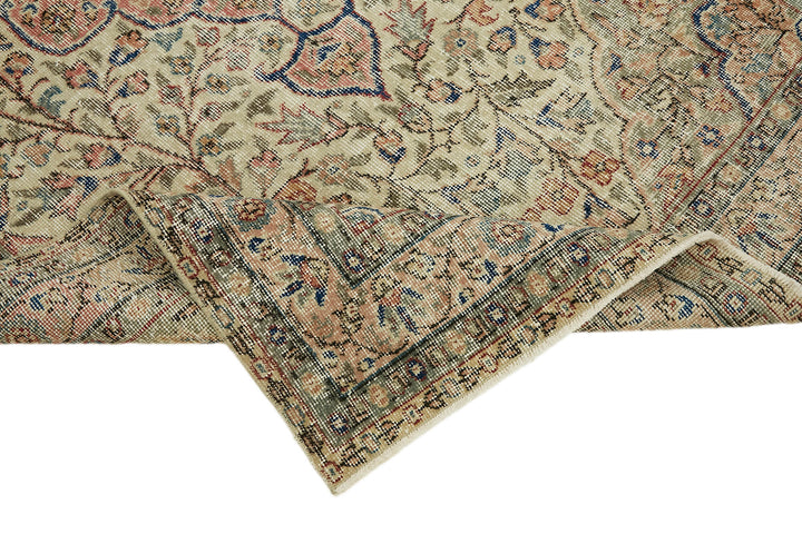 5x8 Beige Turkish Vintage Area Rug - 44652