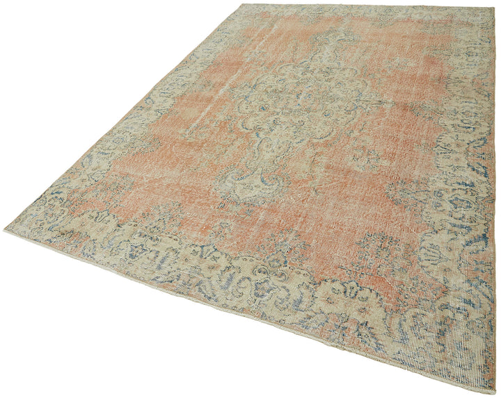 7x10 Beige Turkish Vintage Area Rug - 44695