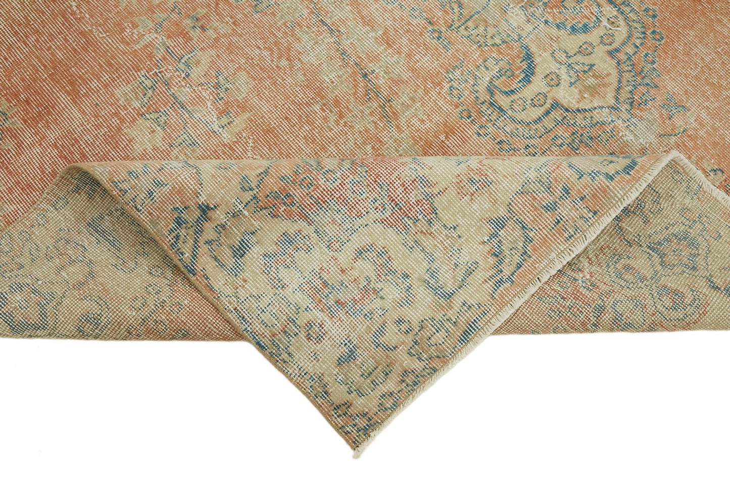 7x10 Beige Turkish Vintage Area Rug - 44695