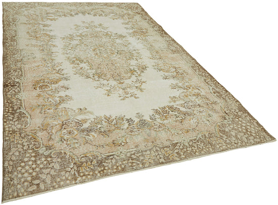 7x10 Beige Turkish Vintage Area Rug - 44696