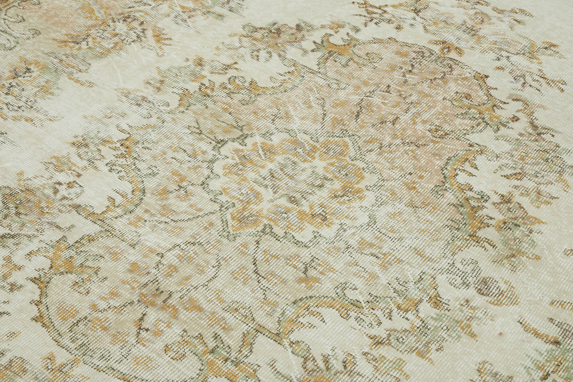 7x10 Beige Turkish Vintage Area Rug - 44696