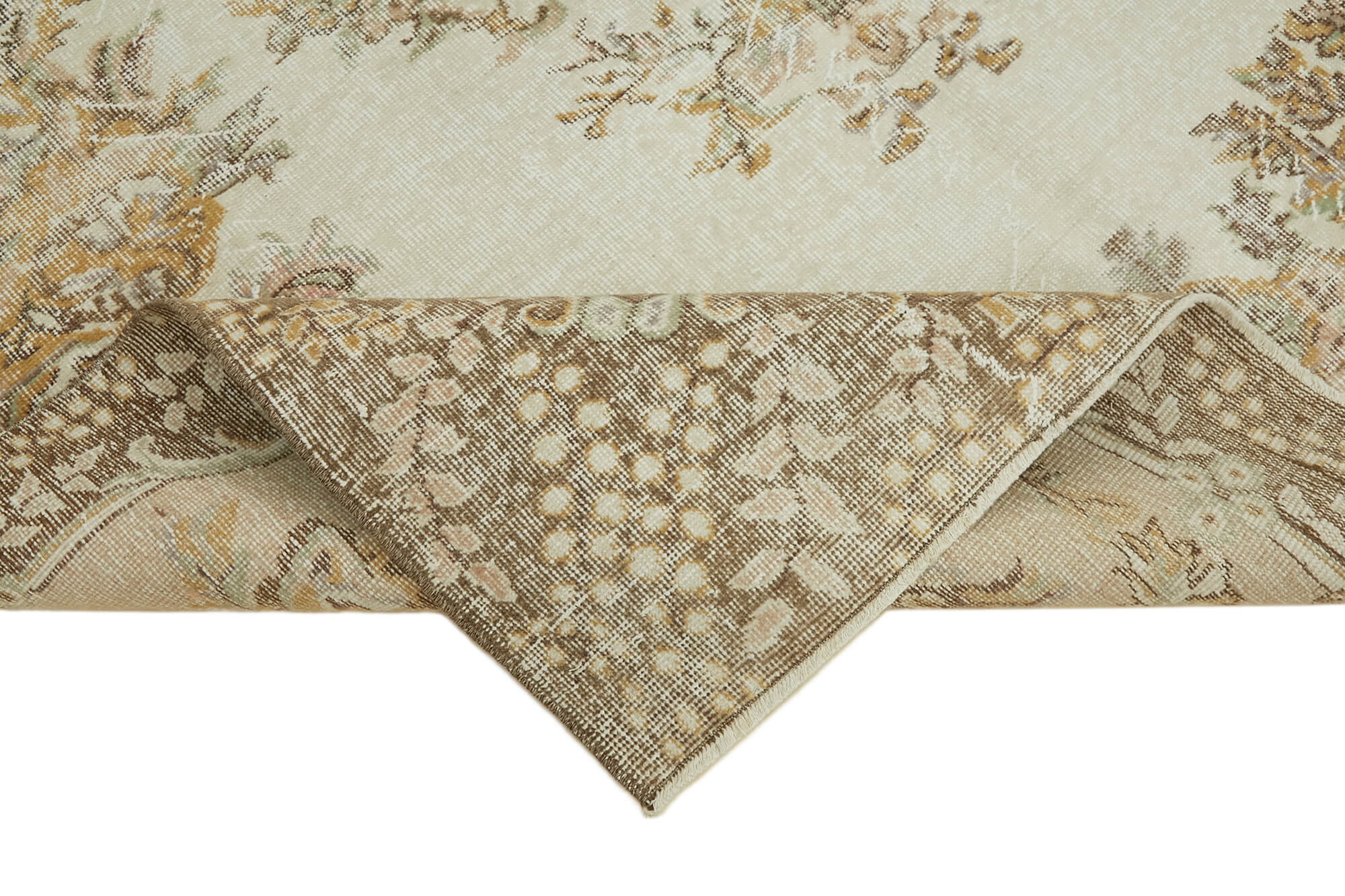 7x10 Beige Turkish Vintage Area Rug - 44696