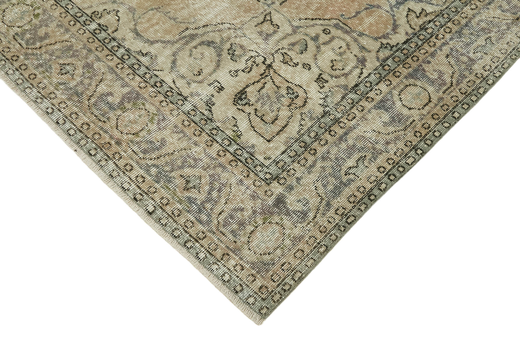 7x10 Beige Turkish Vintage Area Rug - 44699