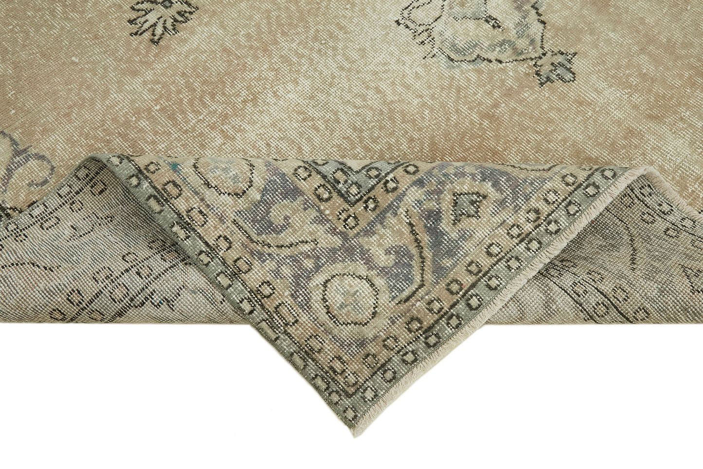 7x10 Beige Turkish Vintage Area Rug - 44699