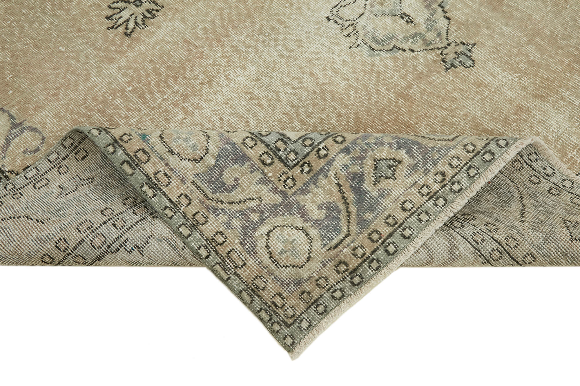 7x10 Beige Turkish Vintage Area Rug - 44699