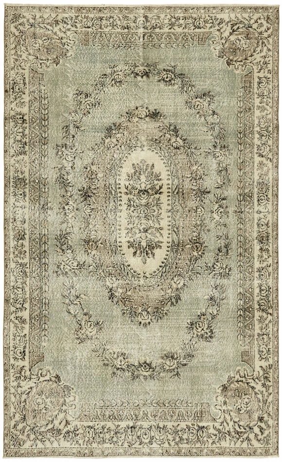 7x11 Beige Turkish Vintage Area Rug - 44713