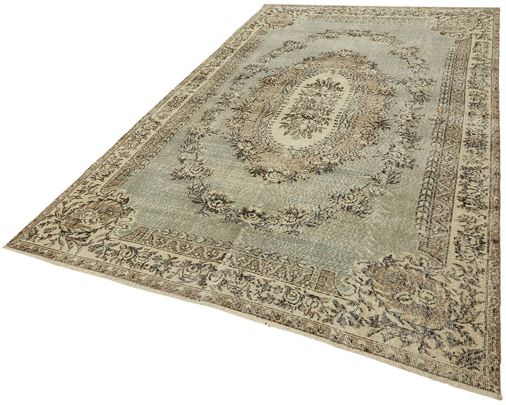 7x11 Beige Turkish Vintage Area Rug - 44713