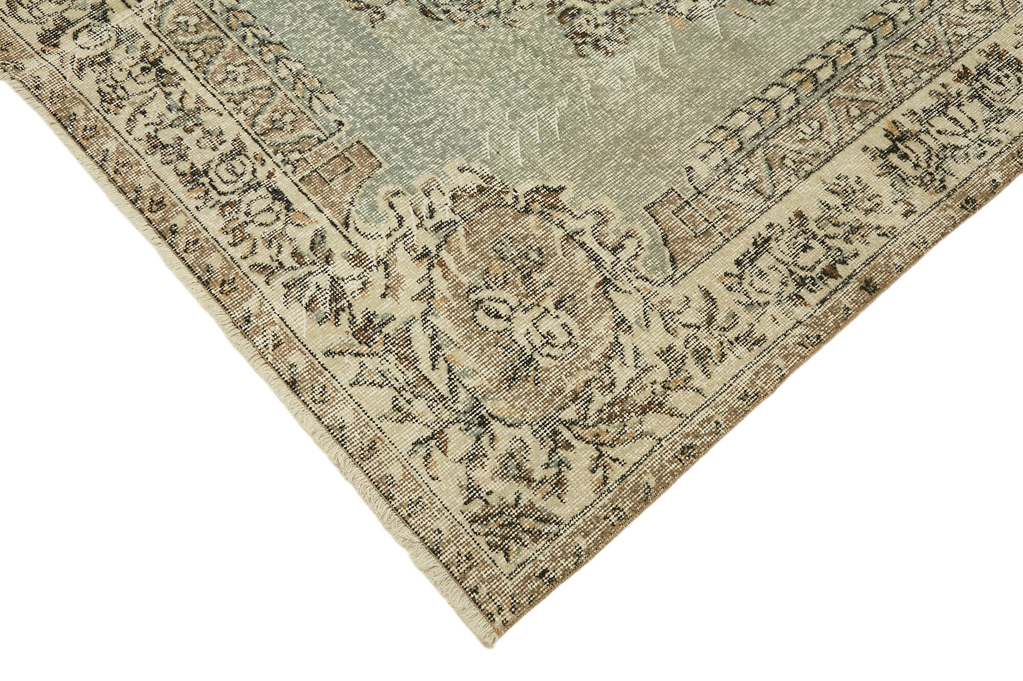 7x11 Beige Turkish Vintage Area Rug - 44713
