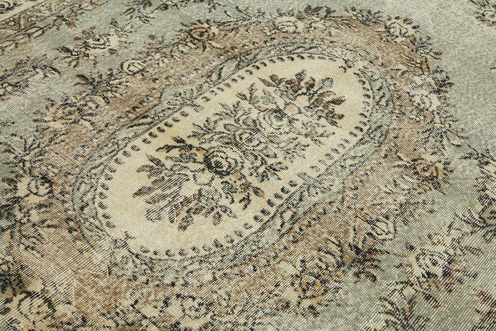 7x11 Beige Turkish Vintage Area Rug - 44713
