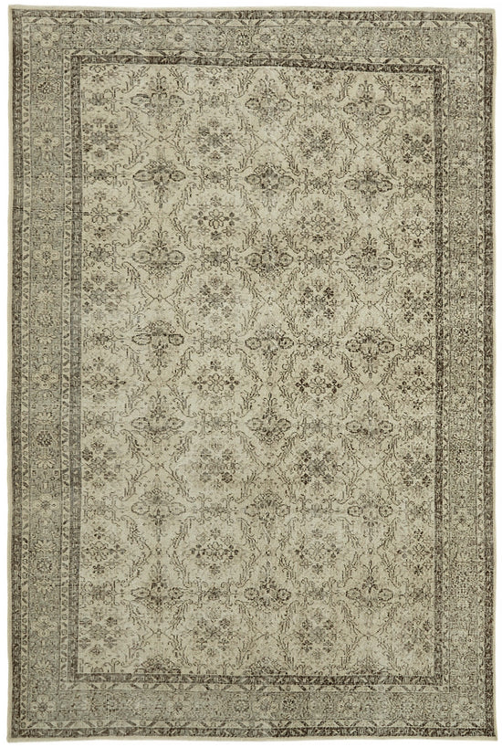 7x10 Beige Turkish Vintage Area Rug - 44718