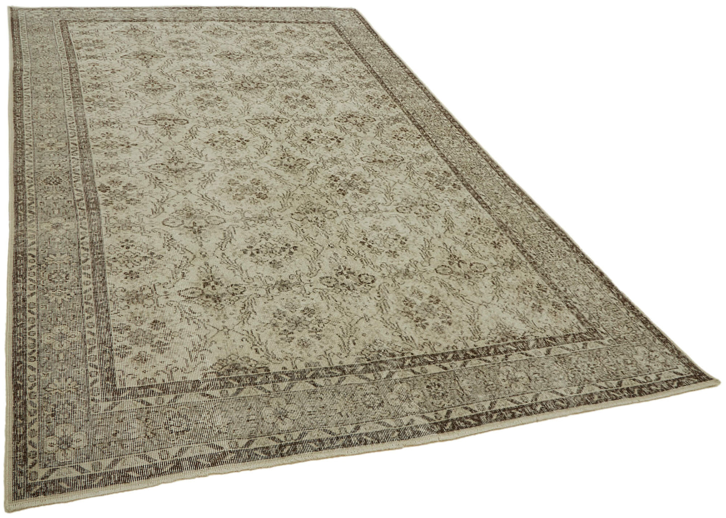 7x10 Beige Turkish Vintage Area Rug - 44718