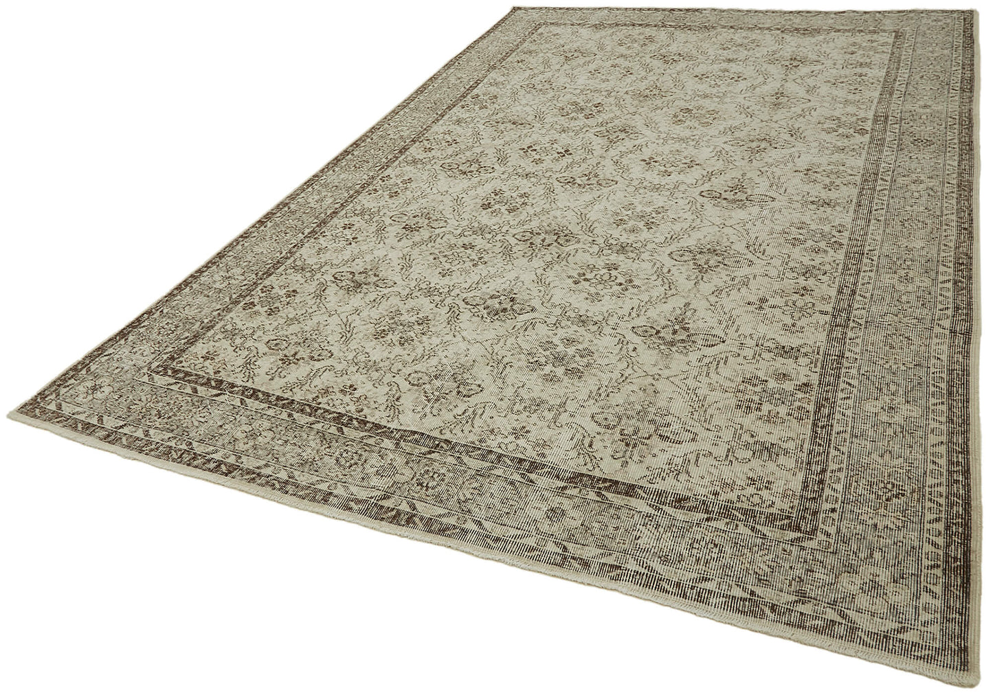 7x10 Beige Turkish Vintage Area Rug - 44718