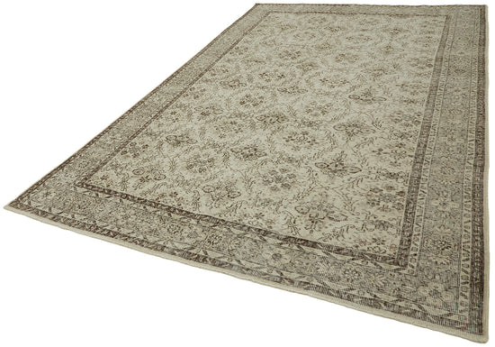 7x10 Beige Turkish Vintage Area Rug - 44718