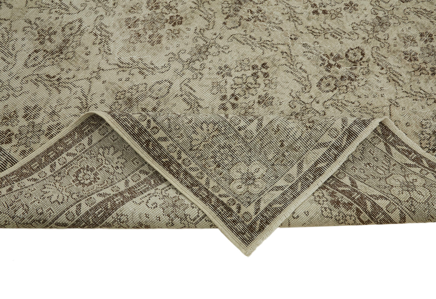 7x10 Beige Turkish Vintage Area Rug - 44718