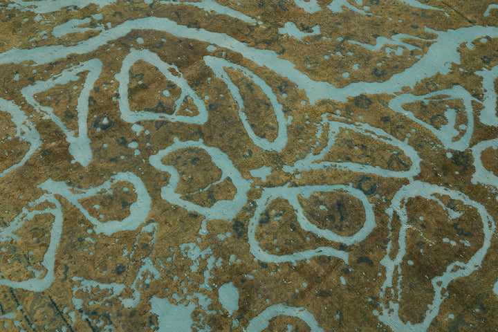 9x14 Turquoise Overdyed Large Area Rug - 44754