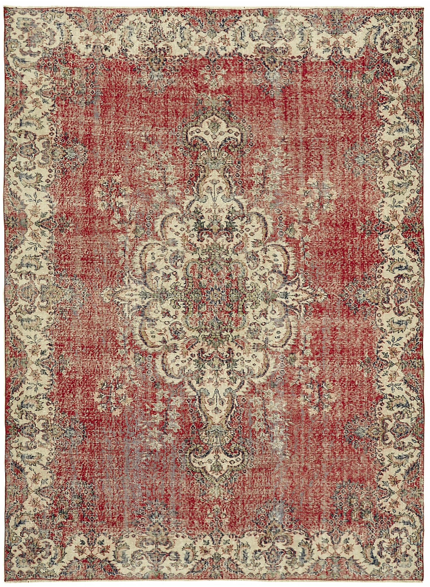 7x10 Beige Turkish Vintage Area Rug - 44758
