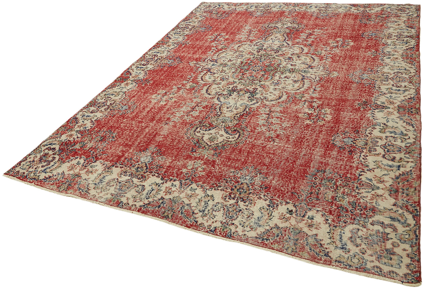 7x10 Beige Turkish Vintage Area Rug - 44758