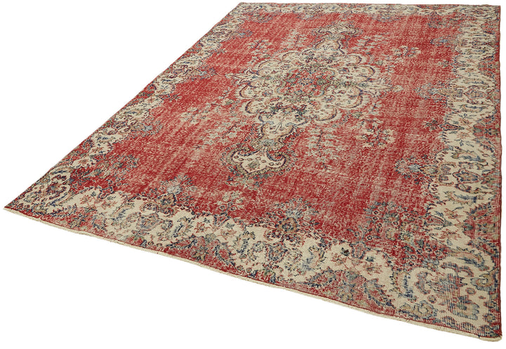 7x10 Beige Turkish Vintage Area Rug - 44758