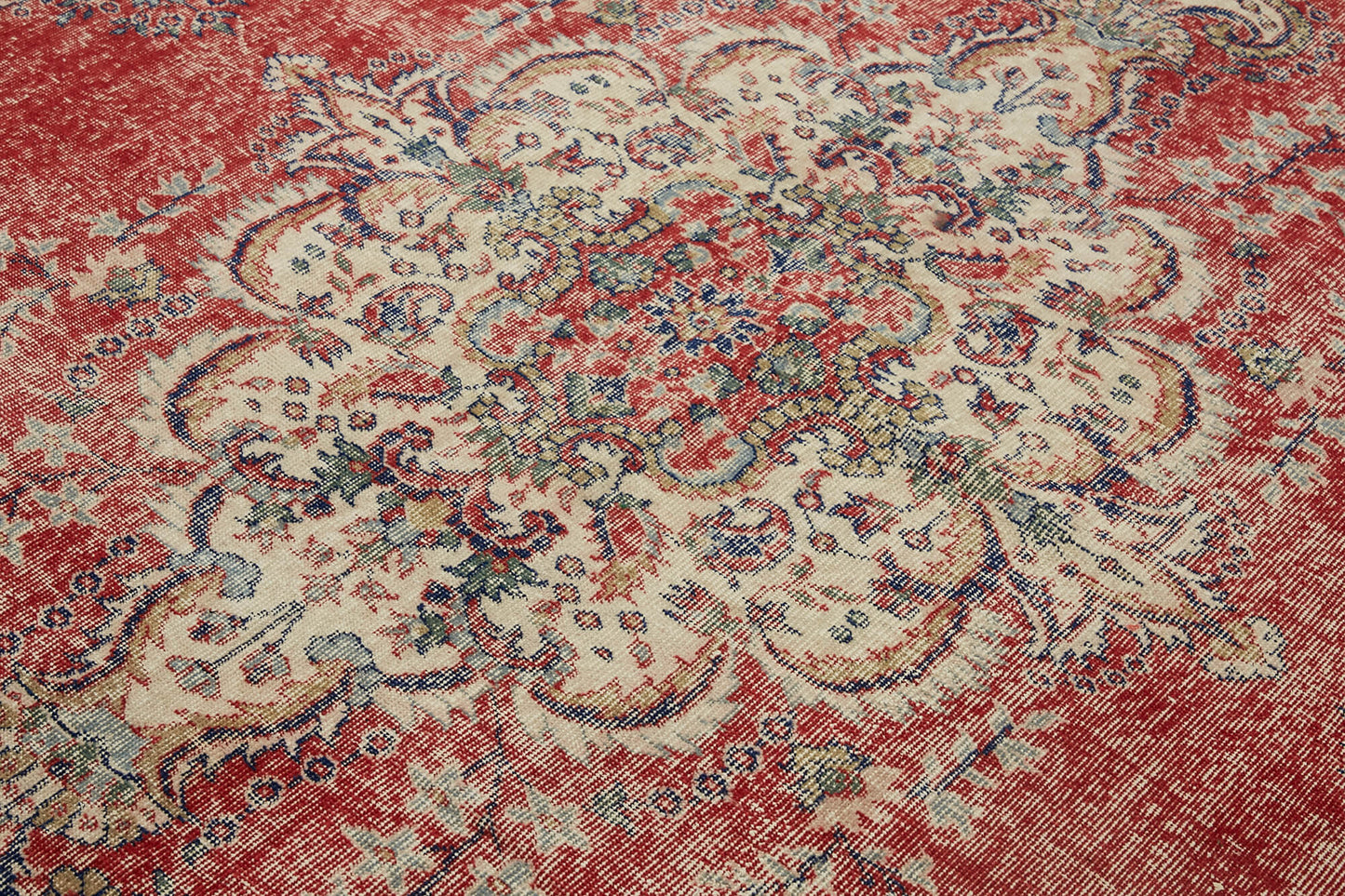 7x10 Beige Turkish Vintage Area Rug - 44758