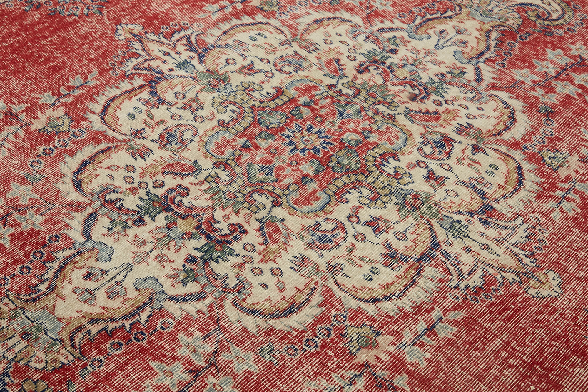 7x10 Beige Turkish Vintage Area Rug - 44758