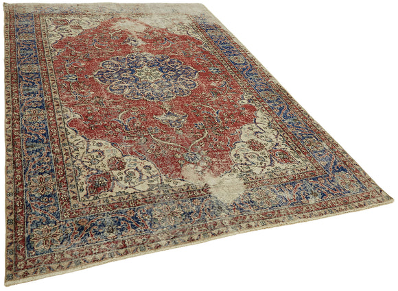 7x10 Beige Turkish Vintage Area Rug - 44759
