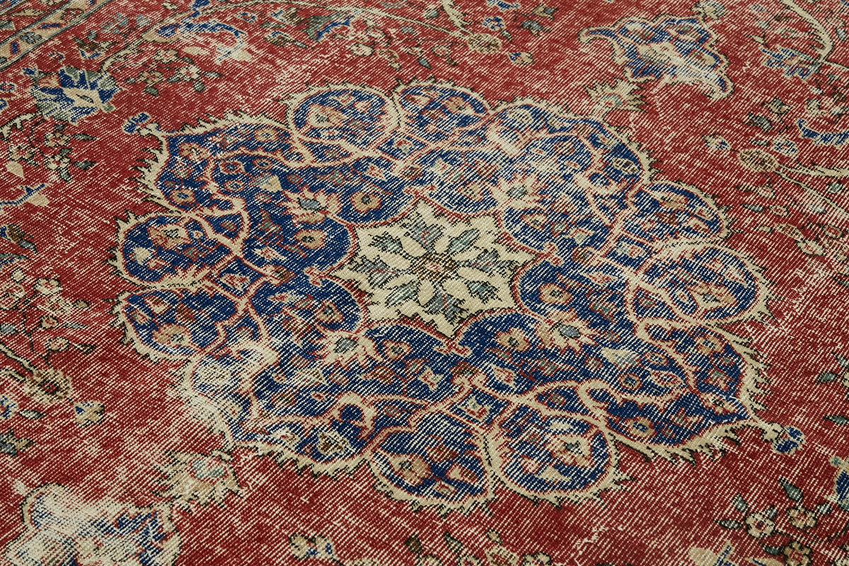7x10 Beige Turkish Vintage Area Rug - 44759