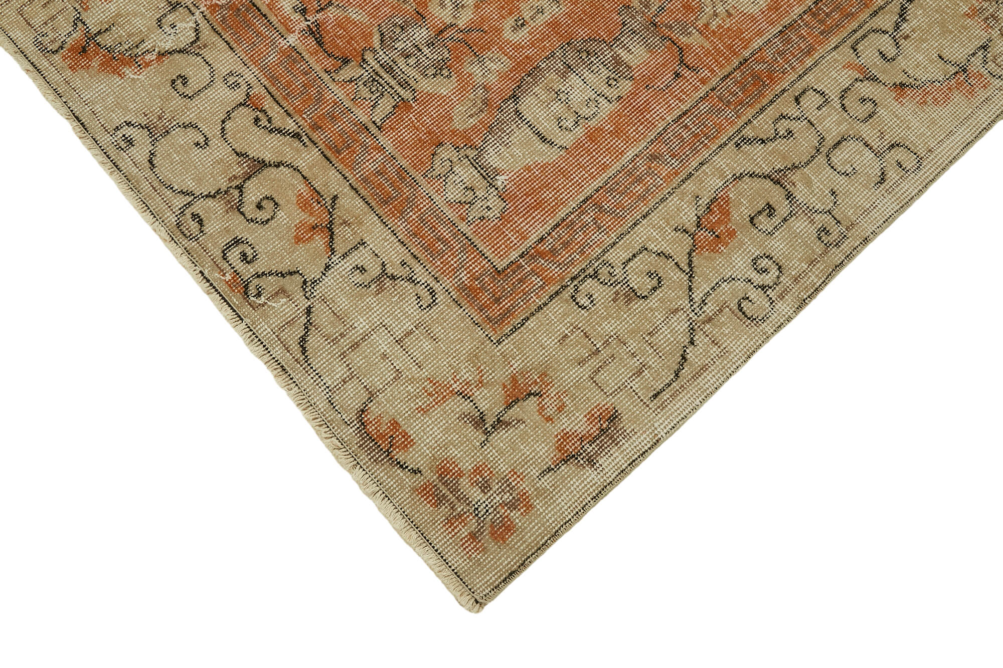 7x10 Beige Turkish Vintage Area Rug - 44761