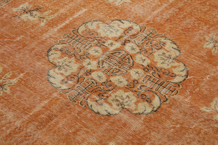 7x10 Beige Turkish Vintage Area Rug - 44761